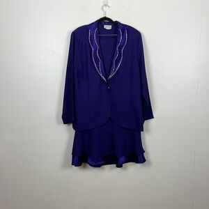 3K Fashion Womens 2 Piece Skirt Set Plus Size Purple Satin Trim Made In USA Set